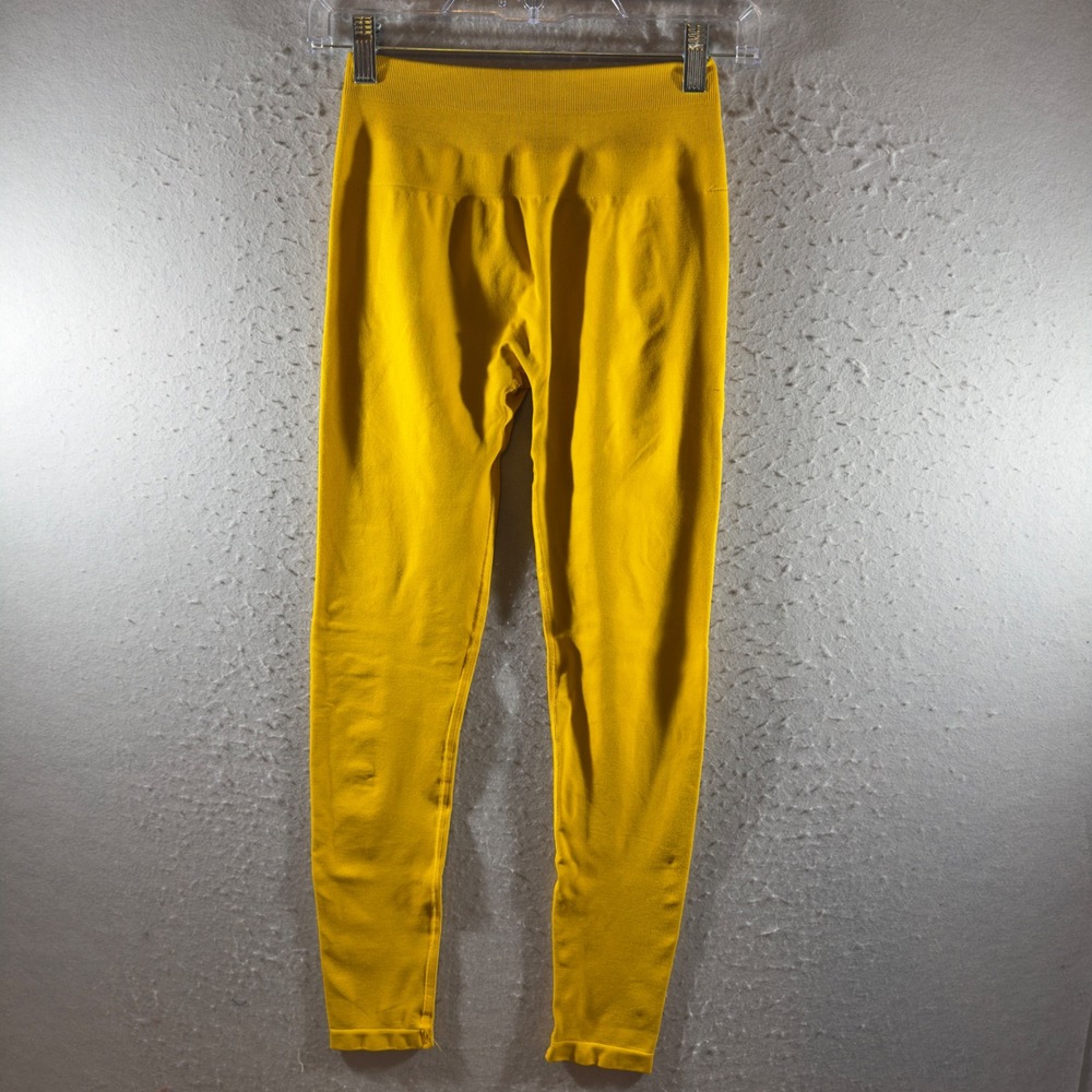 1674 | Alphalete Amplify Seamless Scrunch Workout Leggings Yellow Womens M